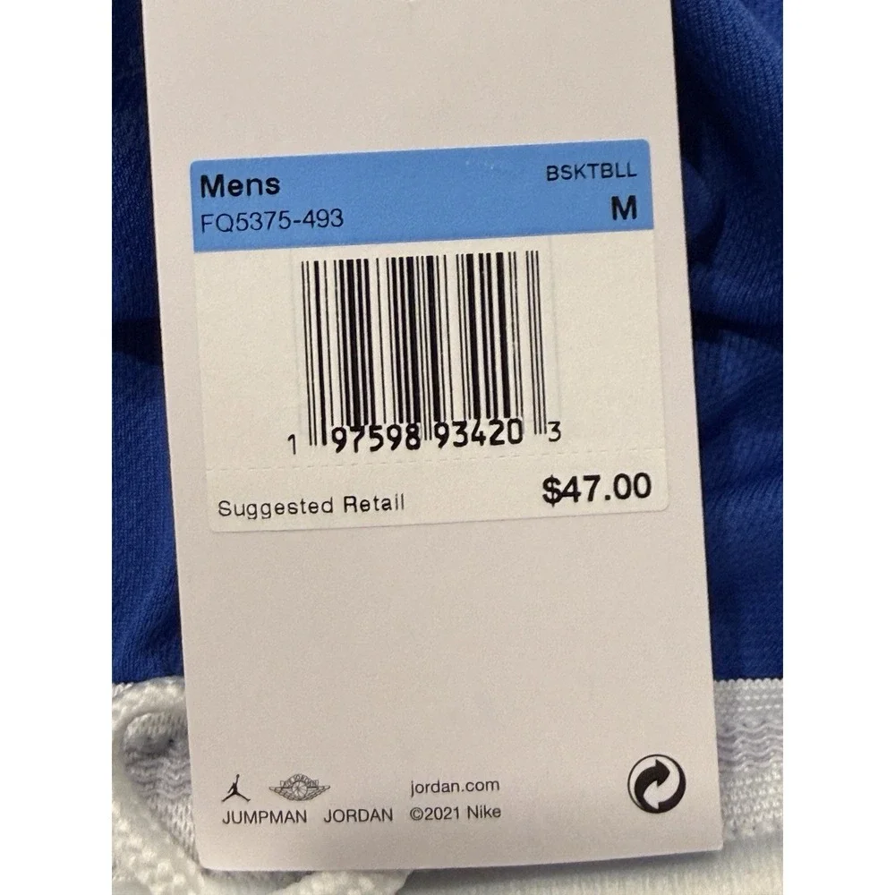 Jordan Mens Stock DF Overtime Basketball Shorts Blue White FQ5375-493 Medium